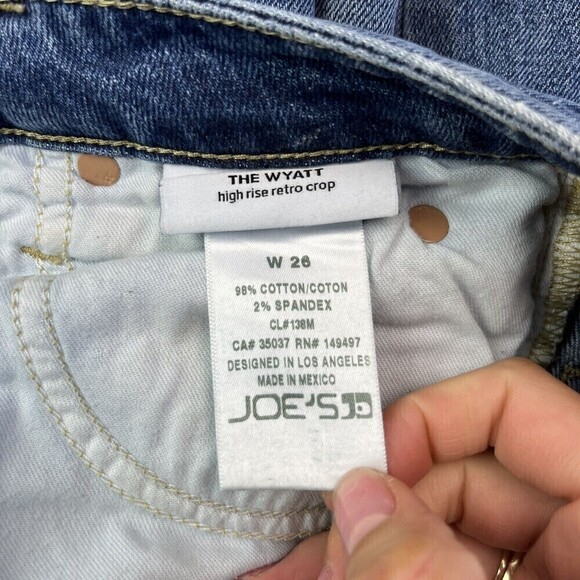 Joes jeans The Wyatt High Rise size 26 Retro Crop Distressed Medium Wash - Picture 7 of 11